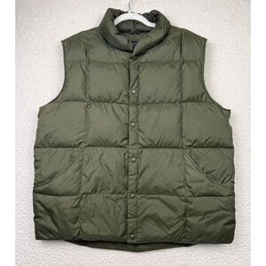 LANDS' END Goose Down Puffer Snap-Up‎ Vest Men Deep Juniper Green Lightweight L